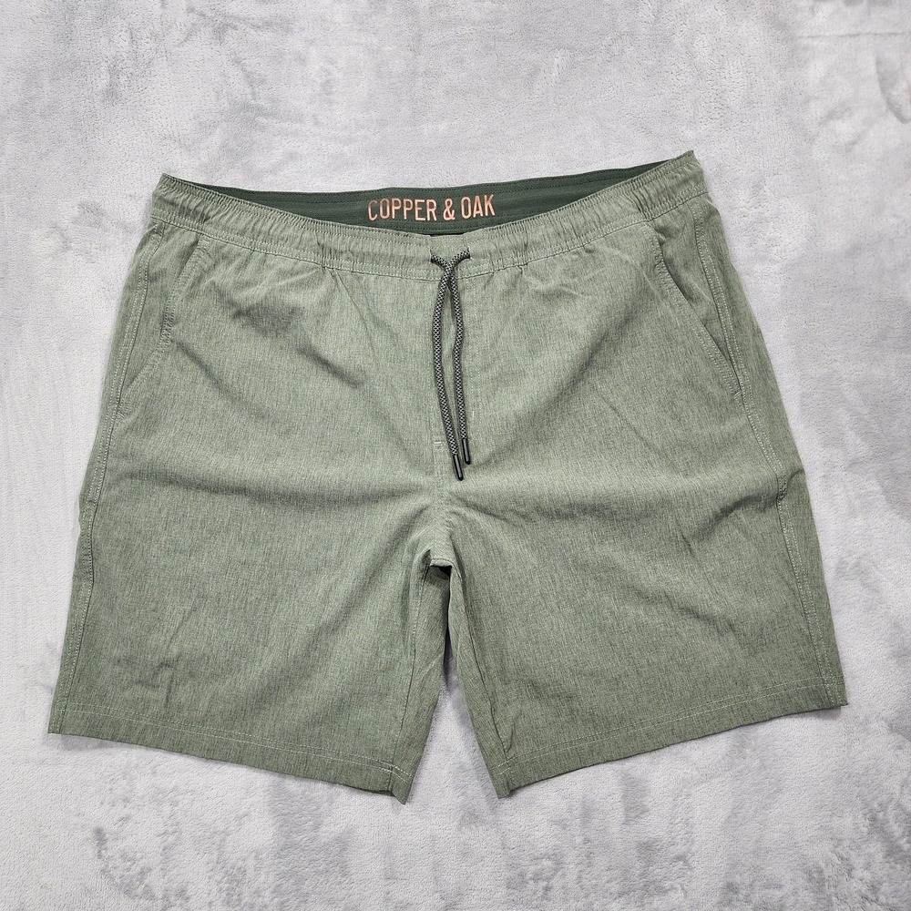 Copper & Oak Shorts Mens XL Green Stretch Drawstring Pockets Chino Casual Casual